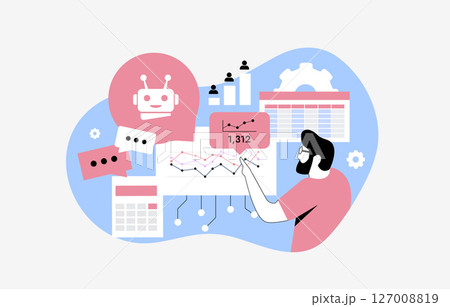 Ai competitor analysis tools deliver real-time insights, benchmark global market share, uncover keyword gaps and optimize seo strategic decisions for growth. Competitor analysis vector illustration 127008819