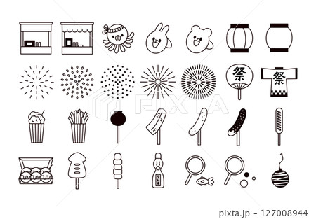 夏祭りのアイコンイラストセット 127008944