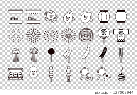 夏祭りのアイコンイラストセット 127008944