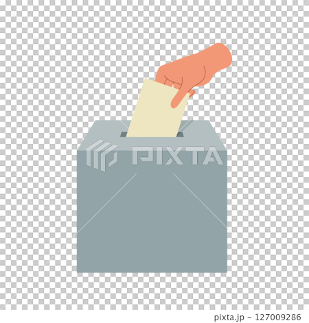 選舉投票圖示。選舉插圖,顯示一個人將選票放入投票箱。 選舉投票圖示。選舉插圖,顯示一個人將選票放入投票箱。 127009286