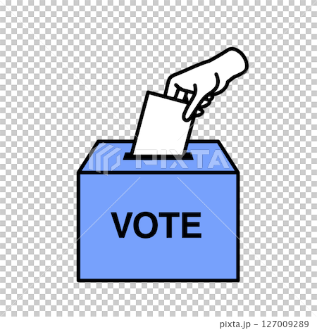 選舉投票圖示。選舉插圖,顯示一個人將選票放入投票箱。 選舉投票圖示。選舉插圖,顯示一個人將選票放入投票箱。 127009289