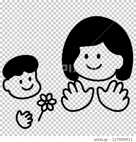 圖:孩子送花,母親收花 圖:孩子送花,母親收花 127009431