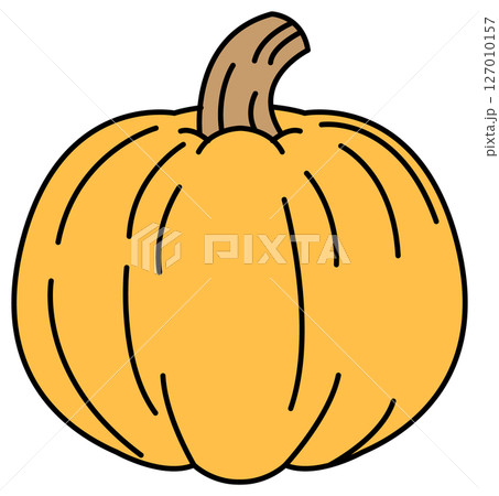 フラットカラーで描かれたかぼちゃのイラスト フラットカラーで描かれたかぼちゃのイラスト 127010157