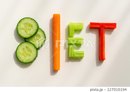 Word Diet Made of Fresh Vegetables on White Background 127010194