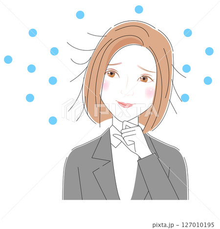 湿気で髪の毛がうねる女性 127010195