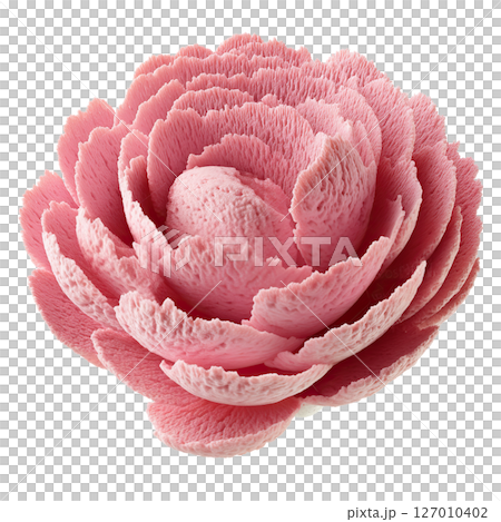 AI-generated item. Pink flower-shaped ice cream on a transparent background. 127010402