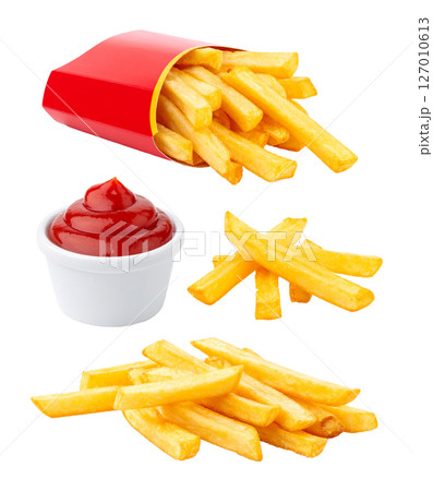 Assortment of French Fries and Ketchup 127010613