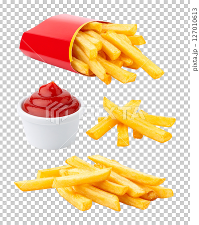 Assortment of French Fries and Ketchup 127010613