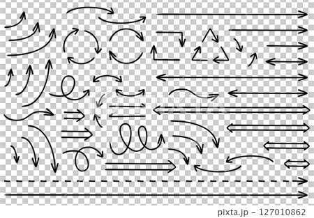 Simple hand-drawn thin arrow vector illustration set 127010862