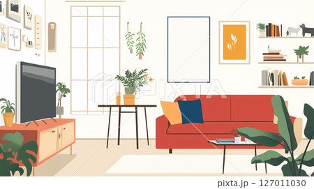 ナチュラルなインテリアのイラスト 127011030