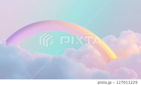 Bright rainbow and pink clouds 127011229
