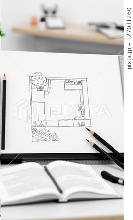Drawing of the project of landscape design, improvement of the communal area, the territory of a country house 127011260