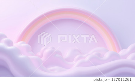 Bright rainbow and pink clouds 127011261