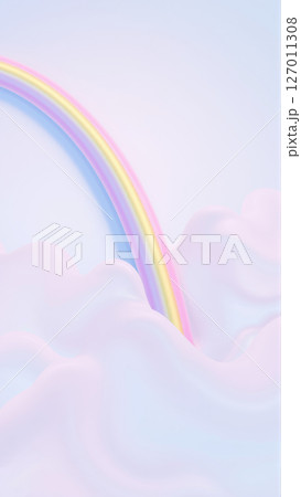 Bright rainbow and pink clouds 127011308