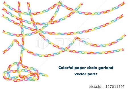 カラフルな紙チェーンガーランド素材｜パーティー,装飾,ベクター,カットアウト 127011395
