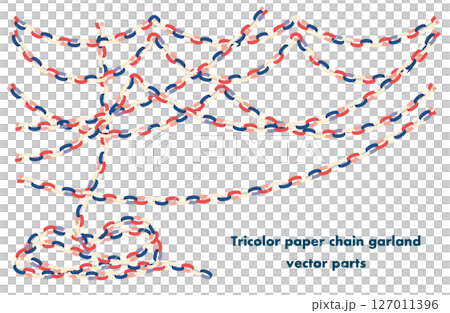三色紙鏈花環套裝 | 紅色、白色、藍色、花環向量 三色紙鏈花環套裝 | 紅色、白色、藍色、花環向量 127011396
