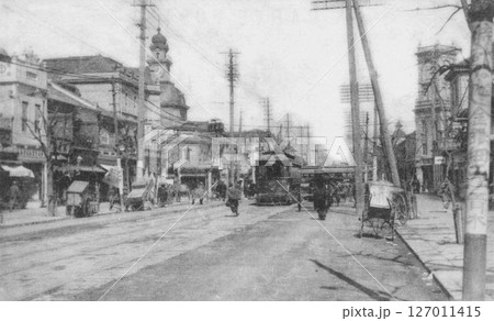 古写真　1907-1918年　東京　銀座中央通り　銀座四丁目付近 127011415