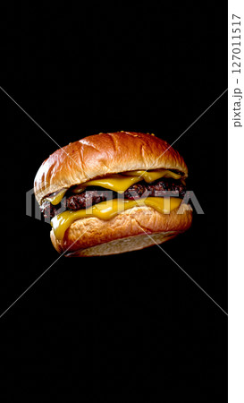 Great burger on a dark isolated phone 127011517