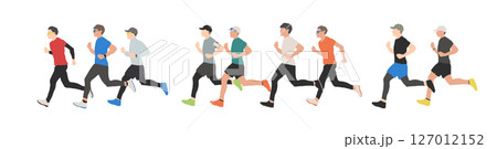 男性ランナーのグループイラスト(スポーツ・運動・ジョギング) 男性ランナーのグループイラスト(スポーツ・運動・ジョギング) 127012152