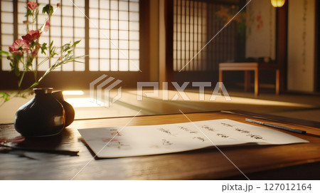 和室に置かれた花 和室に置かれた花 127012164