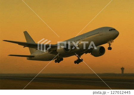 離陸する旅客機 127012445