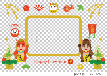 Cute horse New Year's card template for the Year of the Horse 127012660