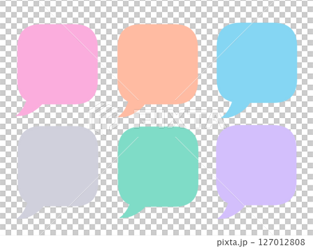 Pastel speech bubble pink purple light blue gray pink orange green 127012808