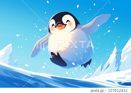 笑顔で走るペンギン 127012831