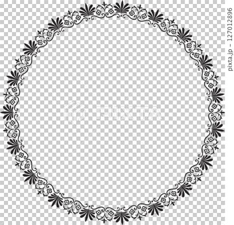 Palmetto and flower frame, round, thin 127012896