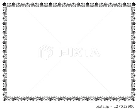 パルメットと花のフレーム 長方形 細 パルメットと花のフレーム 長方形 細 127012900