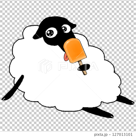 Orange popsicle and cute sheep 127013101