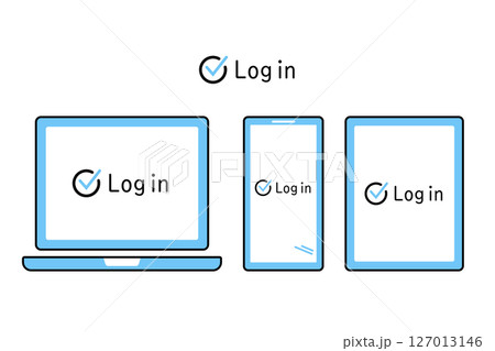 ログインに成功した様々な情報端末のイメージイラスト 127013146