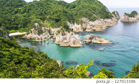 岩見ブルーの浦富海岸と遊覧船 岩見ブルーの浦富海岸と遊覧船 127013386