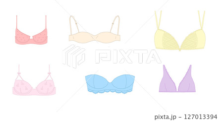 Pastel Lingerie Doodles Vector Sketch of Female Underwear Set Hand Drawn Style 127013394