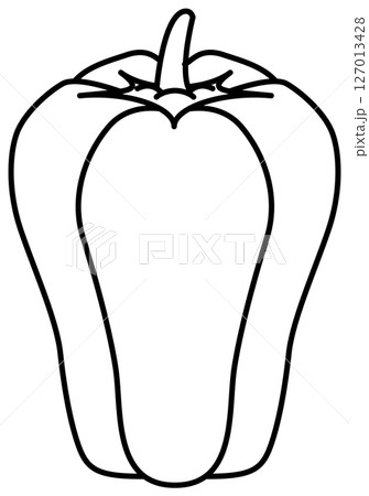 シンプルですっきりしたピーマンの線画 127013428