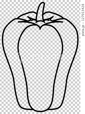 シンプルですっきりしたピーマンの線画 127013428