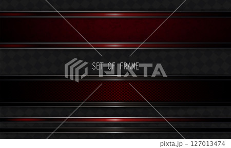 Exquisite isolated set of red textured frames with border 127013474