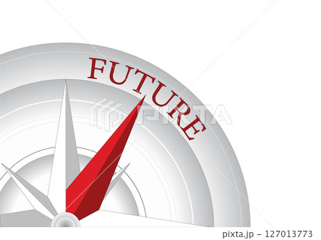 Compass with needle pointing with future text. Compass with needle pointing with future text. 127013773