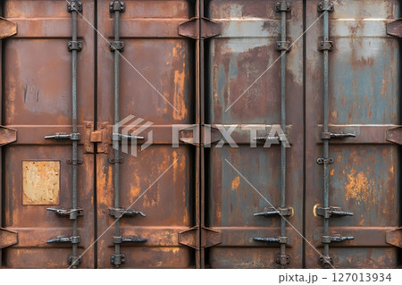 old rusty metal gate with a door handlesのイラスト素材 [127013934] - PIXTA
