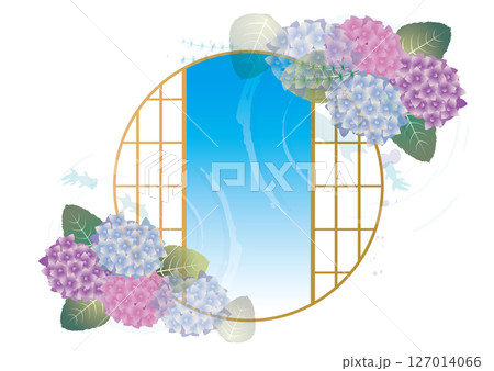 夏の梅雨の紫陽花風景 127014066