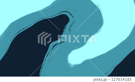 青の抽象的な16:9の背景イラスト。海をイメージしたマーブル模様のテクスチャ 127014185