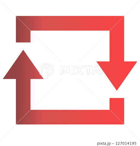 四角形状に回転しているシンプルな赤グラデーションの矢印 127014195