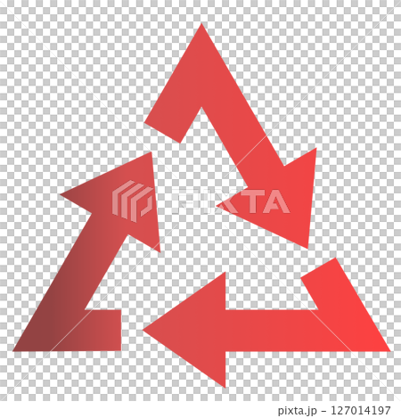 一個簡單的紅色漸層箭頭以三角形旋轉 一個簡單的紅色漸層箭頭以三角形旋轉 127014197