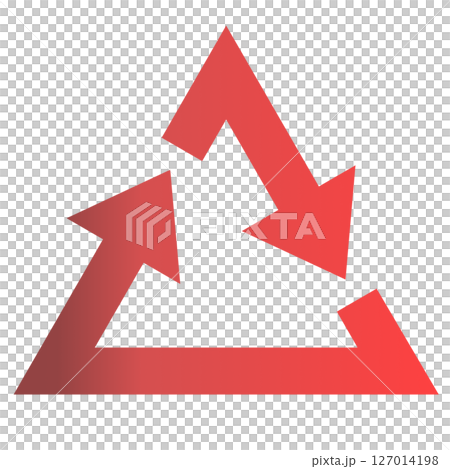 一個簡單的紅色漸層箭頭以三角形旋轉 一個簡單的紅色漸層箭頭以三角形旋轉 127014198