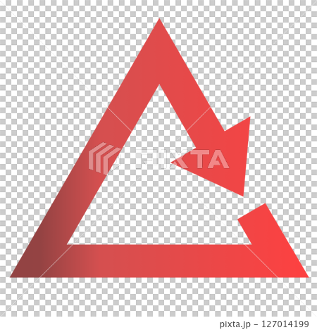 一個簡單的紅色漸層箭頭以三角形旋轉 127014199