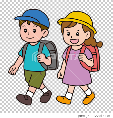 Elementary school commute _ Boys and girls Elementary school commute _ Boys and girls 127014256