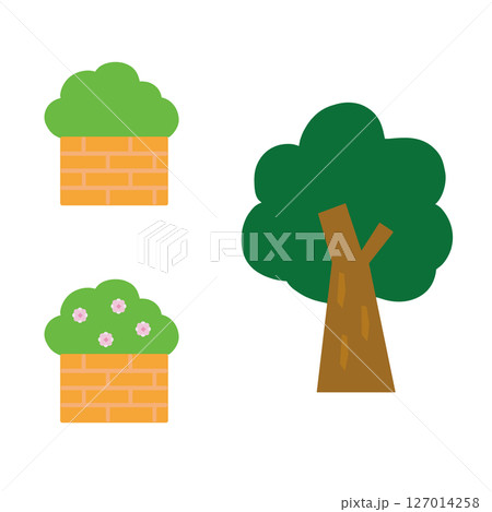 背景・ワンポイント素材／植木・植物・樹木_主線なし 127014258