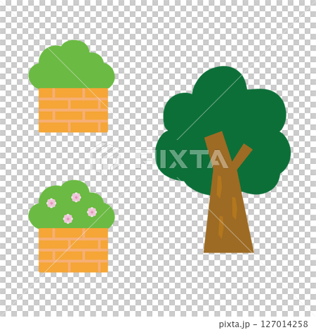 背景・ワンポイント素材／植木・植物・樹木_主線なし 127014258