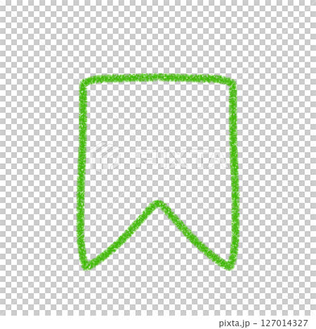 シンプルな手描きの保存マーク　緑　イラスト　素材　アイコン　クレヨン風 127014327