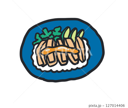 カオマンガイのラフな線あり手描きイラスト カオマンガイのラフな線あり手描きイラスト 127014406